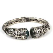 925 Ayar Gümüş Yeşil Akik Taşlı Konstantin Bilezik thumbnail 1