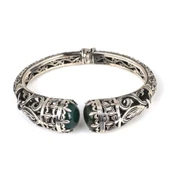 925 Ayar Gümüş Yeşil Akik Taşlı Konstantin Bilezik thumbnail 4