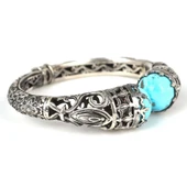 925 Ayar Gümüş Has Firuze Taşlı Konstantin Bilezik thumbnail 1