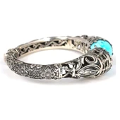 925 Ayar Gümüş Has Firuze Taşlı Konstantin Bilezik thumbnail 2