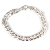 925 Ayar Gümüş 0,9 x 12 mm Desenli Zincir Bileklik thumbnail 2