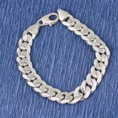 925 Ayar Gümüş 10 x 13 mm Desenli Zincir Bileklik thumbnail 1