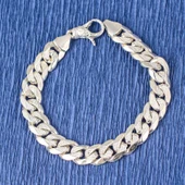 925 Ayar Gümüş 10 x 13,5 mm Zincir Bileklik thumbnail 1