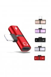 Cube Iphone 7 8 X Xr Xs 11 Için 2 In 1 Ses Şarj Çift Adaptör Splitter - 1