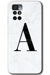 Redmi Note 11 4G Kılıf HD Desen Baskılı Arka Kapak - Beyaz Mermer Desenli A Harfi - 1