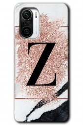 Poco F3 Kılıf HD Desen Baskılı Arka Kapak - Pembe Mermer Desenli Z Harfi - 1