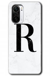 Redmi K40 Pro Kılıf HD Desen Baskılı Arka Kapak - Beyaz Mermer Desenli R Harfi - 1