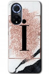 Huawei Nova 9 Kılıf HD Desen Baskılı Arka Kapak - Pembe Mermer Desenli İ Harfi - 1