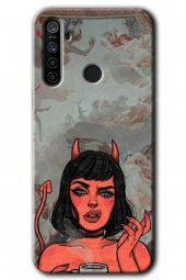 Realme 5i Kılıf HD Desen Baskılı Arka Kapak - Devil Girl - 1