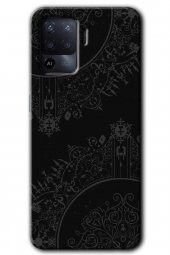 Oppo Reno 5 Lite Kılıf HD Desen Baskılı Arka Kapak - Siyah Mandala - 1