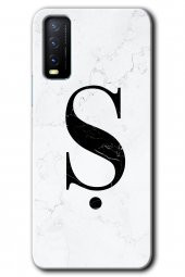 Vivo Y20s Kılıf HD Desen Baskılı Arka Kapak - Beyaz Mermer Desenli Ş Harfi - 1