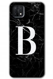 Oppo A15s Kılıf HD Desen Baskılı Arka Kapak - Siyah Mermer Desenli B Harfi - 1