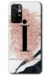 Redmi Note 11T Kılıf HD Desen Baskılı Arka Kapak - Pembe Mermer Desenli İ Harfi - 1
