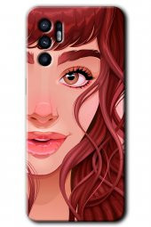 Oppo Reno 6 Kılıf HD Desen Baskılı Arka Kapak - Kızıl Kız - 1
