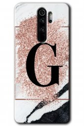 Redmi Note 8 Pro Kılıf HD Desen Baskılı Arka Kapak - Pembe Mermer Desenli G Harfi - 1