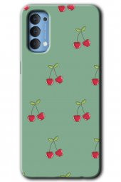 Oppo Reno 4 Kılıf HD Desen Baskılı Arka Kapak - Kiraz Berry - 1