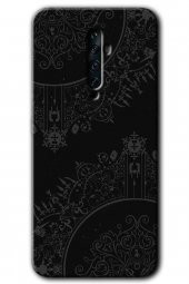 Oppo Reno 2z Kılıf HD Desen Baskılı Arka Kapak - Siyah Mandala - 1