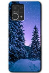 Oppo Reno 7 4G Kılıf HD Desen Baskılı Arka Kapak - Kış Manzarası - 1