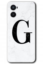 Oppo Reno 3 Kılıf HD Desen Baskılı Arka Kapak - Beyaz Mermer Desenli G Harfi - 1