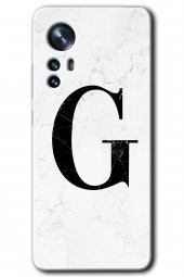Xiaomi Mi 12 Pro Kılıf HD Desen Baskılı Arka Kapak - Beyaz Mermer Desenli G Harfi - 1