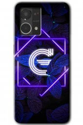 Oppo Reno 7 4G Kılıf HD Desen Baskılı Arka Kapak - Dark Neon Yaprak G Harfi - 1
