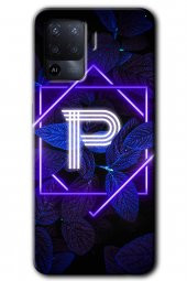 Oppo Reno 5 Lite Kılıf HD Desen Baskılı Arka Kapak - Dark Neon Yaprak P Harfi - 1
