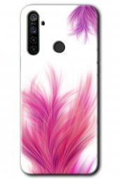 Realme 5i Kılıf HD Desen Baskılı Arka Kapak - Pembe Tüy - 1