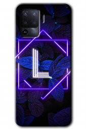 Oppo Reno 5 Lite Kılıf HD Desen Baskılı Arka Kapak - Dark Neon Yaprak L Harfi - 1