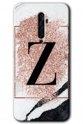 Oppo Reno 2z Kılıf HD Desen Baskılı Arka Kapak - Pembe Mermer Desenli Z Harfi - 1
