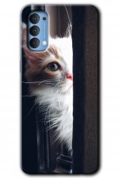 Oppo Reno 4 Kılıf HD Desen Baskılı Arka Kapak - Kedi Bakışı - 1
