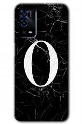 Oppo A55 Kılıf HD Desen Baskılı Arka Kapak - Siyah Mermer Desenli O Harfi - 1