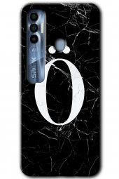 Tecno Spark 7 Pro Kılıf HD Desen Baskılı Arka Kapak - Siyah Mermer Desenli Ö Harfi - 1