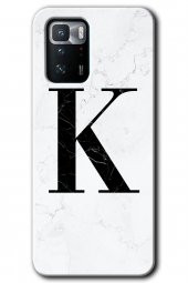 Poco x3 GT Kılıf HD Desen Baskılı Arka Kapak - Beyaz Mermer Desenli K Harfi - 1