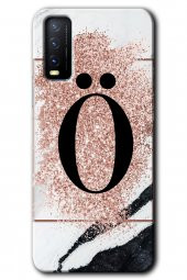 Vivo Y11s Kılıf HD Desen Baskılı Arka Kapak - Pembe Mermer Desenli Ö Harfi - 1