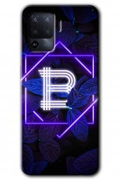 Oppo Reno 5 Lite Kılıf HD Desen Baskılı Arka Kapak - Dark Neon Yaprak B Harfi - 1