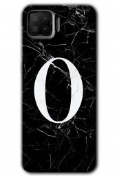 Oppo A73 Kılıf HD Desen Baskılı Arka Kapak - Siyah Mermer Desenli O Harfi - 1