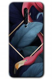 Oppo Reno 2z Kılıf HD Desen Baskılı Arka Kapak - Flamingo Yaprak - 1