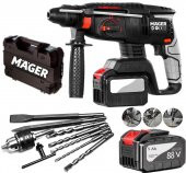 Mager Germany Thechnolgy 88 Watt 10 AH Li-On Çift Akülü Kömürsüz Motor Kırıcı Delici Matkap 7 Ad Uç - 1