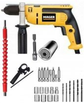 Mager MGR101200 13 Mm DARBELİ Vidalama Delme Matkap 24 Parça Usta Set Ve Gator Grip Hediye - 1