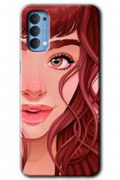 Oppo Reno 4 Kılıf HD Desen Baskılı Arka Kapak - Kızıl Kız - 1