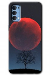 Oppo Reno 4 Kılıf HD Desen Baskılı Arka Kapak - Kanlı Ay - 1