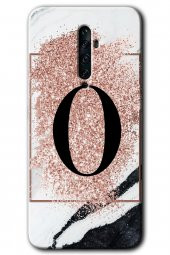 Oppo Reno 2z Kılıf HD Desen Baskılı Arka Kapak - Pembe Mermer Desenli O Harfi - 1