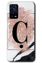 Oppo A55 Kılıf HD Desen Baskılı Arka Kapak - Pembe Mermer Desenli Ç Harfi - 1