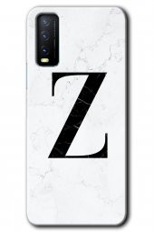 Vivo Y11s Kılıf HD Desen Baskılı Arka Kapak - Beyaz Mermer Desenli Z Harfi - 1