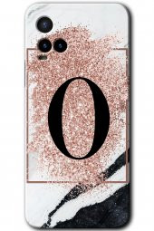 Vivo Y21 Kılıf HD Desen Baskılı Arka Kapak - Pembe Mermer Desenli O Harfi - 1