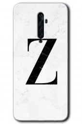 Oppo Reno 2z Kılıf HD Desen Baskılı Arka Kapak - Beyaz Mermer Desenli Z Harfi - 1