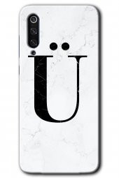 Xiaomi Mi 9 Kılıf HD Desen Baskılı Arka Kapak - Beyaz Mermer Desenli Ü Harfi - 1