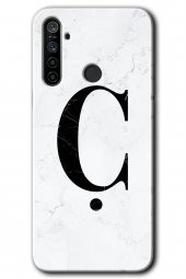 Realme 5i Kılıf HD Desen Baskılı Arka Kapak - Beyaz Mermer Desenli Ç Harfi - 1
