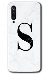 Xiaomi Mi 9 Kılıf HD Desen Baskılı Arka Kapak - Beyaz Mermer Desenli S Harfi - 1