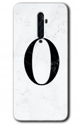 Oppo Reno 2z Kılıf HD Desen Baskılı Arka Kapak - Beyaz Mermer Desenli O Harfi - 1